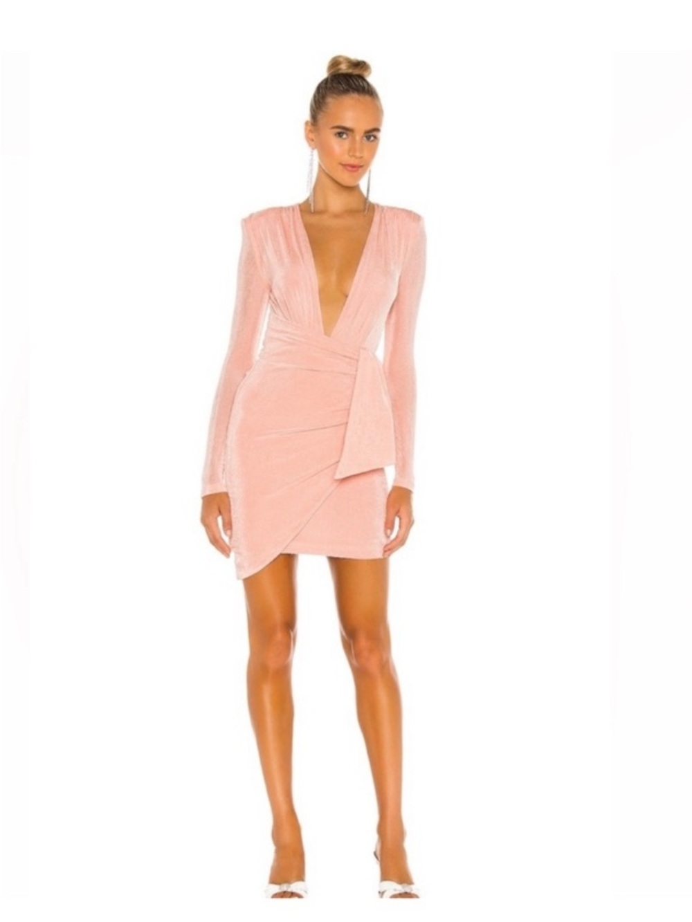 MISHA COLLECTION Blush Pink Plunge Wrap Mini Dress